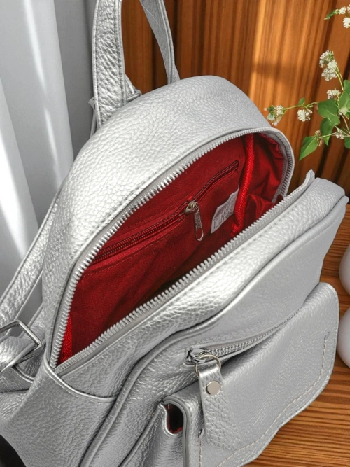 Жіночий рюкзак Selene Silver з екошкіри Królewska Moda, 25x25 см