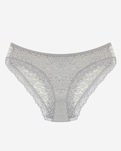 Šedé jednobarevné krajkové kalhotky pro ženy - Spodní prádlo