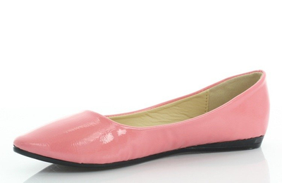 Różowe, lakierowane balerinki Meganno - Obuwie