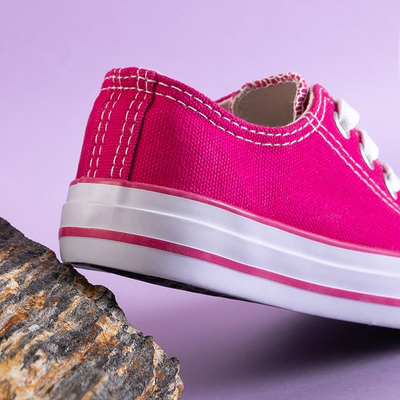 Fuchsiové dětské šněrovací tenisky Redi - Footwear