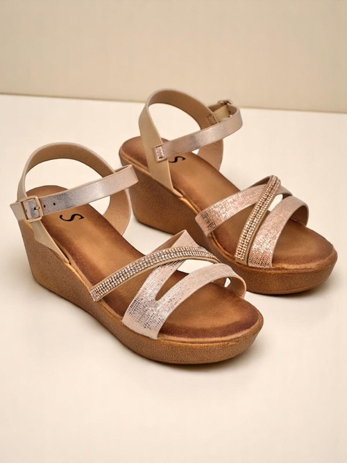 Royalfashion Жіночі в'єтнамки на підборах з стразами та блиском Eclat