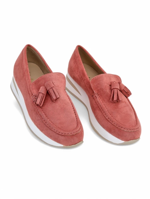 Жіночі мокасини Ariadne рожеві на танкетці екошкіра casual