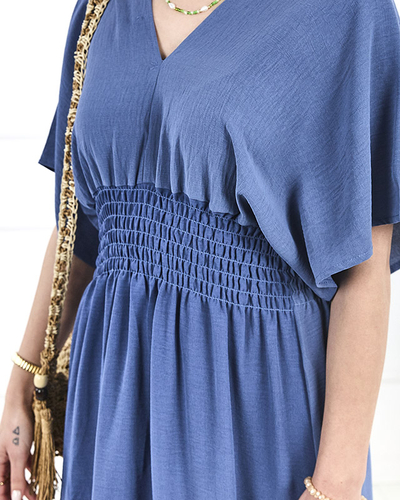 Modré dámské midi šaty PLUS SIZE- Oblečení