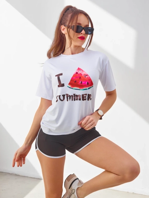 Royalfashion Жіночий спортивний комплект з футболкою та шортами Диня