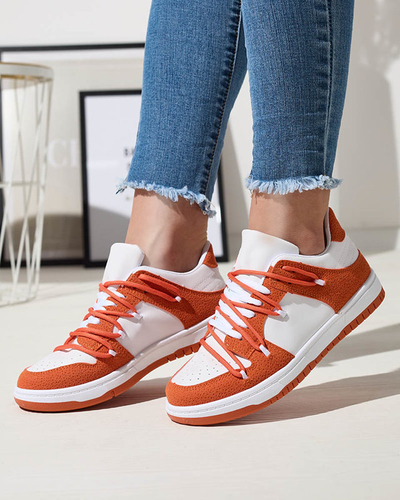 Royalfashion Dámské sportovní tenisky v bílé a oranžové barvě Riloxi