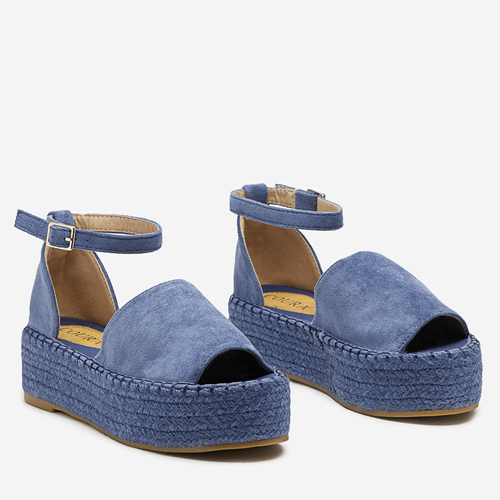 Блакитні жіночі босоніжки на платформі Ponera