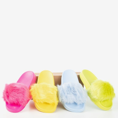 Neonově zelené žabky s kožešinou Millie- Footwear 1