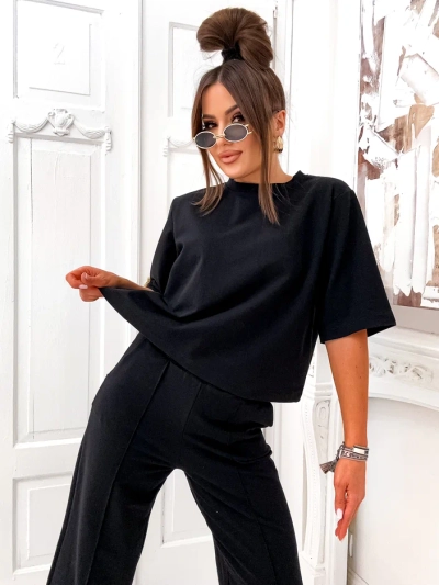 Royalfashion Bavlněný dámský set s rozšířenými kalhotami