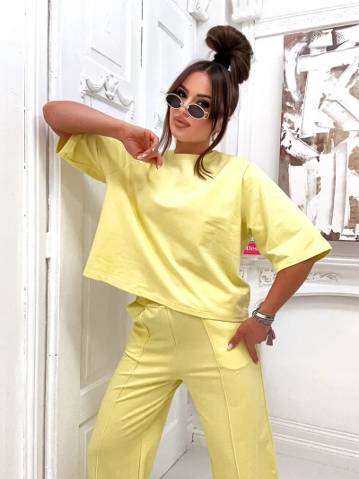 Royalfashion Жіночий бавовняний комплект з широкими штанами