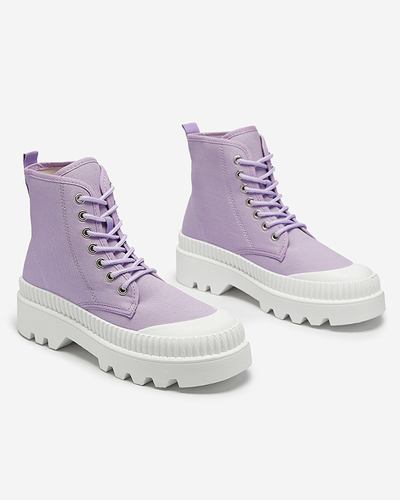 Fialové dámské vysoké sportovní boty a'la sneakers Serewa - Obuv