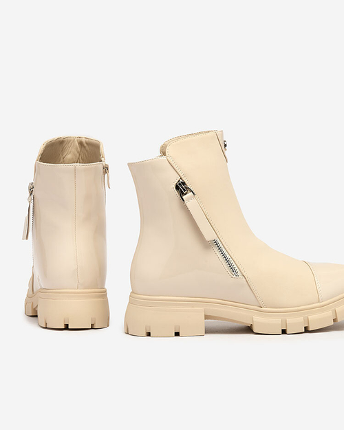 Жіночі черевики Royalfashion Бежеві матові Hedaheh