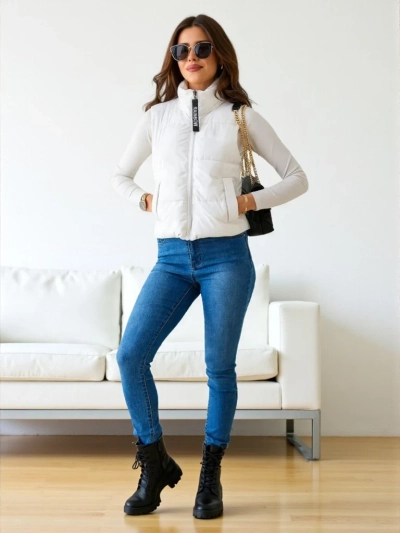 Royalfashion Dámská krátká bezrukávová bunda