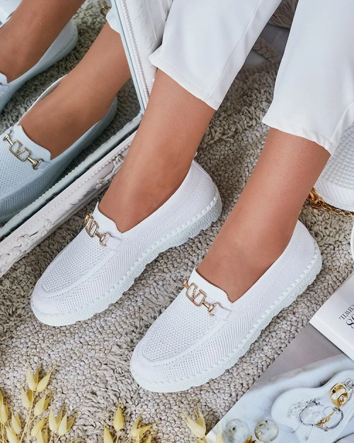 Royalfashion Жіночі тканинні мокасини із золотим декором Erticae