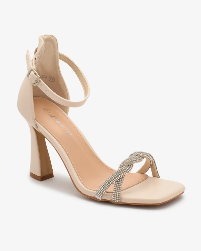 OUTLET Royalfashion Béžové dámské sandály Sparkle Step se zirkony