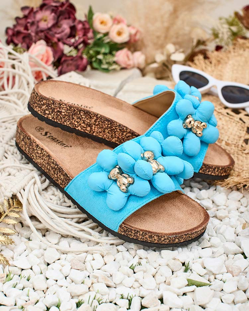 Royalfashion Жіночі шльопанці з золотими ведмедиками та квітами Isaralle