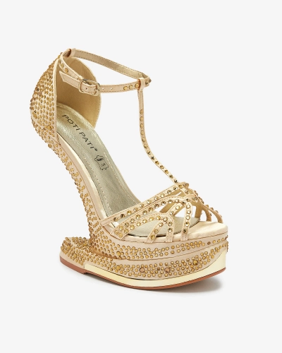 OUTLET Zlaté dámské lodičky se zirkony Nekko- Obuv