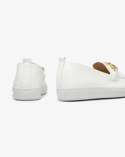 Dámské bílé mokasíny se zlatým zdobením Ellica- Obuv