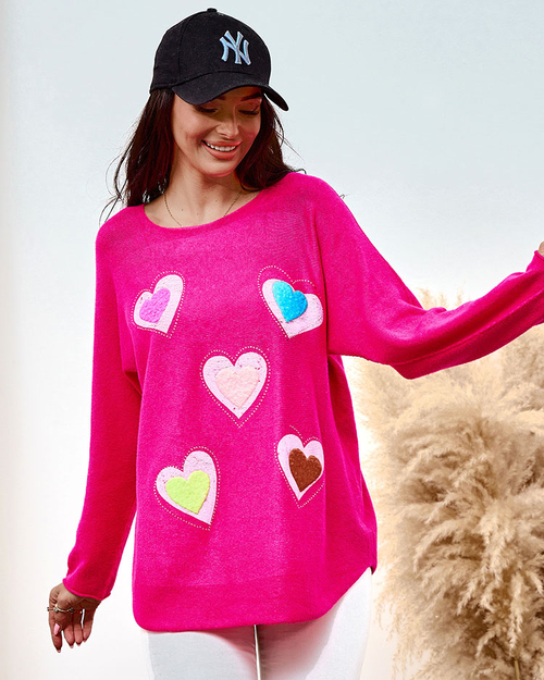 Royalfashion Тонкий жіночий светр з сердечками