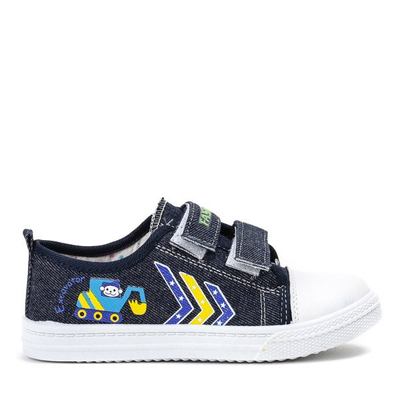 Granatowe tenisówki chłopięce na rzepy Condi - Obuwie