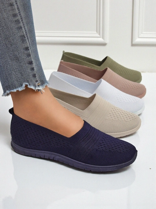 Жіночі мокасини Lyra Granatowe дихаюча тканина на плоскій підошві