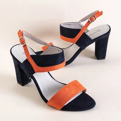 OUTLET Námořnické modré a oranžové dámské sandály od Tiffan - Footwear