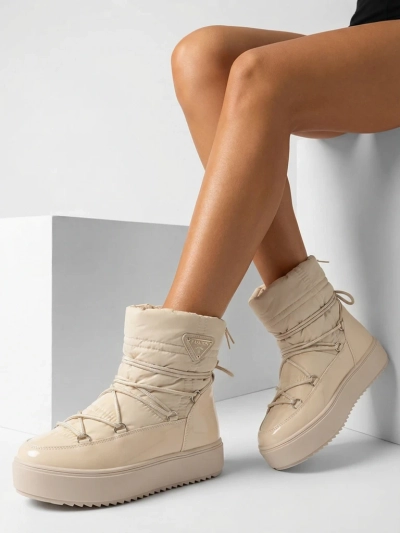 Royalfashion Dámské nazouvací boty a'la snow boots v béžové barvě Vevnose