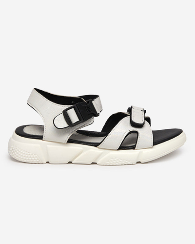 Dětské lesklé sandály v bílé Leepe-Shoes