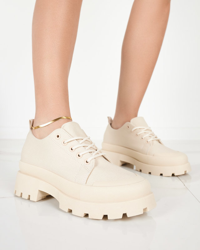 OUTLET Dámské béžové šněrovací boty Rozia - Obuv