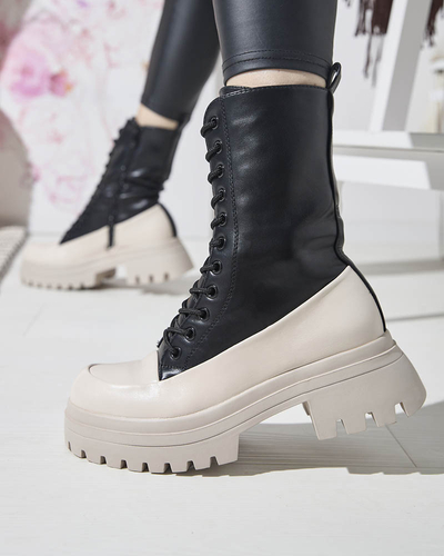 Černobéžové dámské vysoké kozačky Susker - Obuv