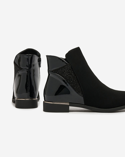 Royalfashion Černé dámské kozačky se zirkony Overlissa