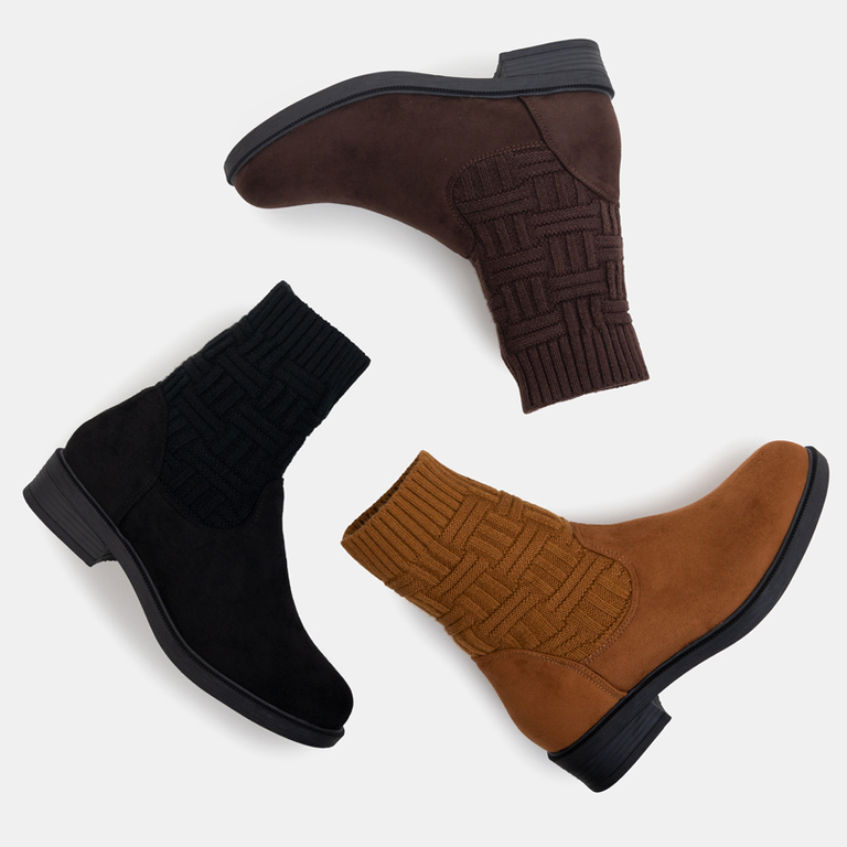 Hnědé dámské boty a'la sock Asencion - Obuv