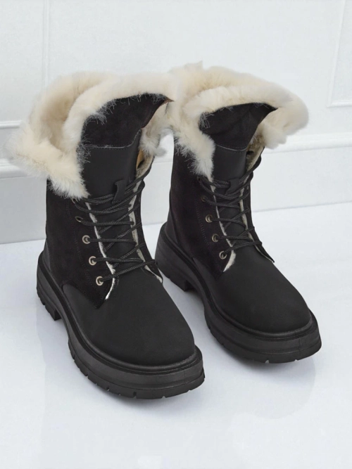 Royalfashion Жіночі чоботи на щиколотці з хутром Nasaha