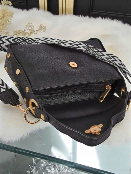 Чорна жіноча сумка Livia з екологічної шкіри з оздобленням у стилі Art Deco