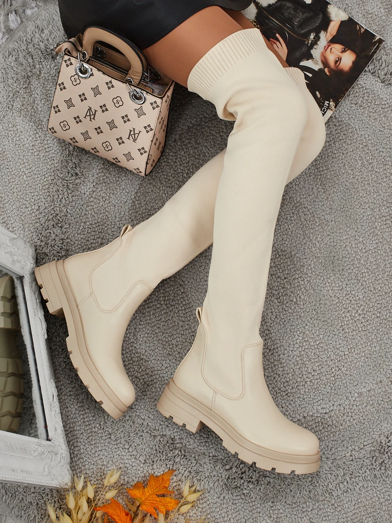 Dlouhé dámské nazouvací kozačky Orlina