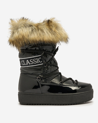 Royalfashion Černé nazouvací boty a'la snow boots for women Gomllo