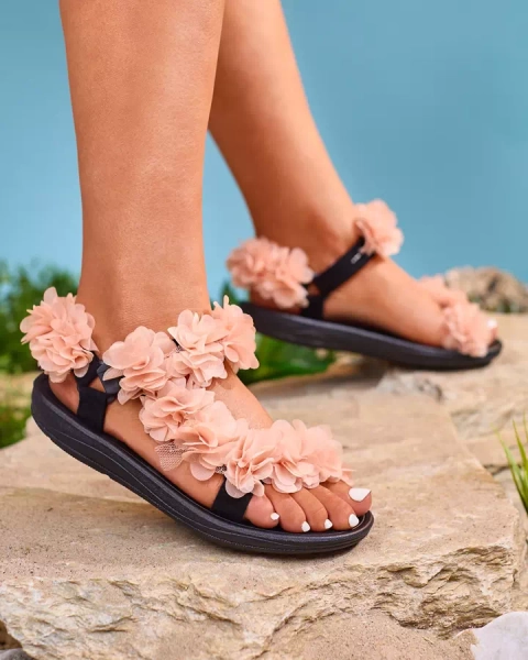 Жіночі босоніжки Royalfashion Powder з квітами Alferroy