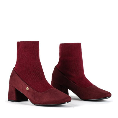 Bordowe czółenka ze skarpetką Preciosa - Obuwie