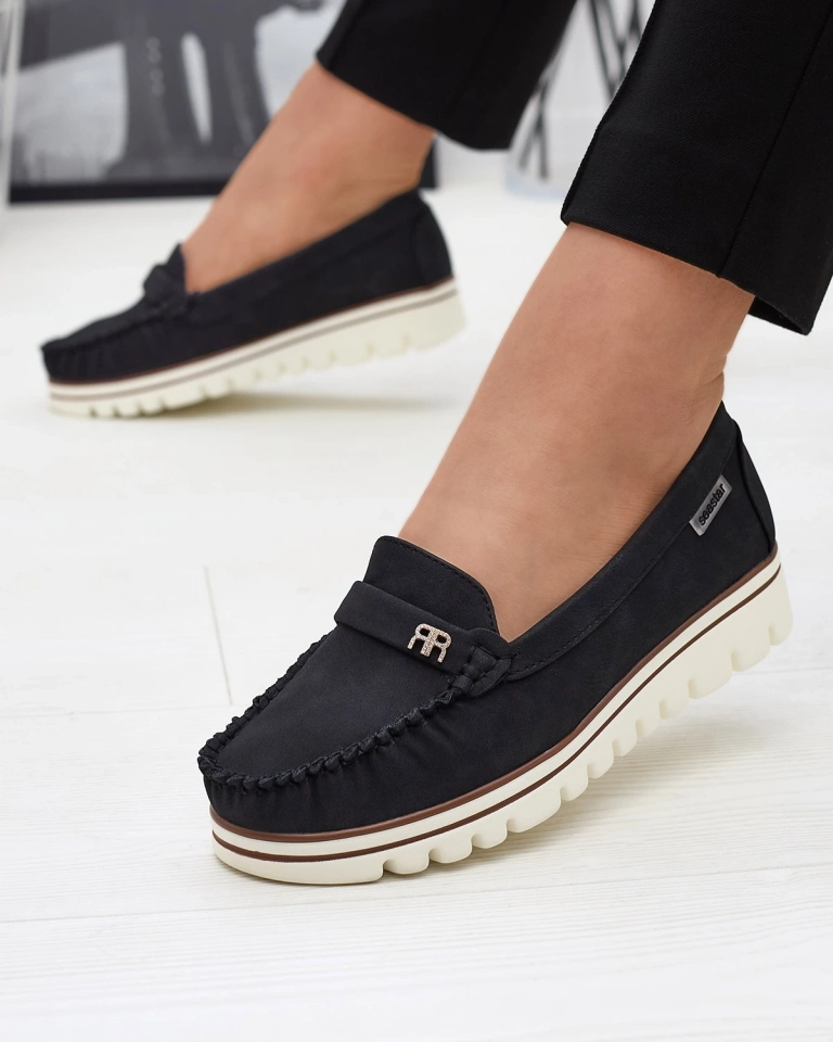 Černé dámské mokasíny s třpytkami a zirkony Retiga - Obuv