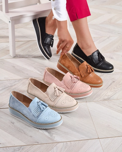 Рожеві жіночі напівчеревики на низьких підборах Veolita- Взуття