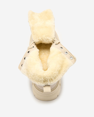 Royalfashion Бежеві жіночі утеплені черевики-трапери Hogenaf