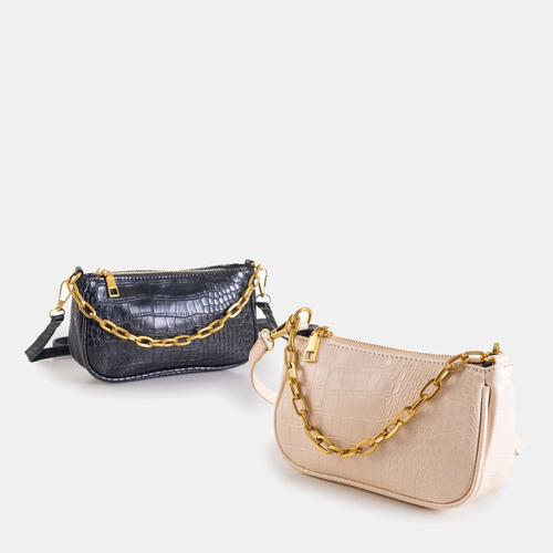 Бежева сумка з текстурою під шкіру крокодила