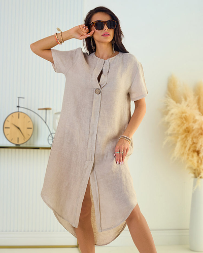 Royalfashion Lněné dámské oversize šaty