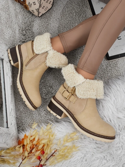Dámské kotníkové boty z eko kůže s kožíškem Kavira
