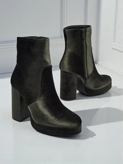 Dámské kotníkové boty na sloupku al'la Velur Miss