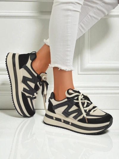 Dámské platformové tenisky Selene Nero z ekologické kůže černé