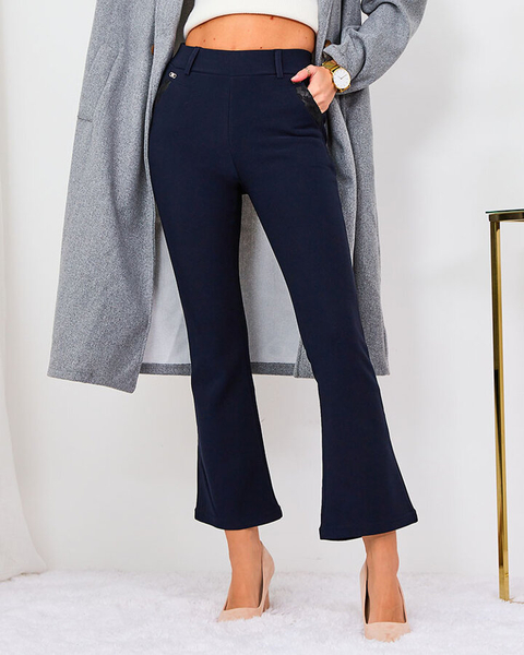 Royalfashion Námořnicky modré dámské látkové kalhoty a'la bells