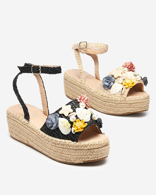 Бежеві жіночі босоніжки a'la еспадрільі з декоративним верхом Soramis - Взуття