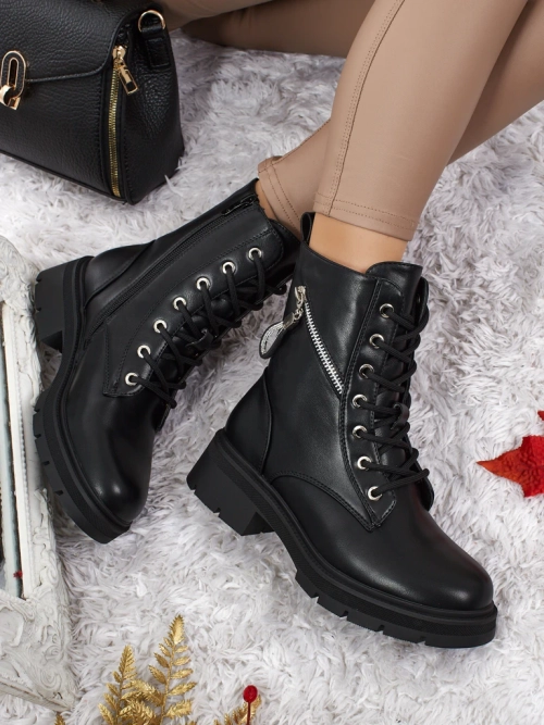 Ботильйони Жіночі Venus Чорні Шкіряні Елегантні на Осінь