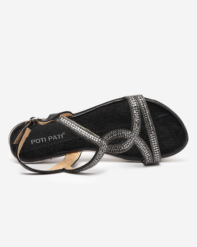 Жіночі чорні босоніжки з фіанітом Iddo- Footwear