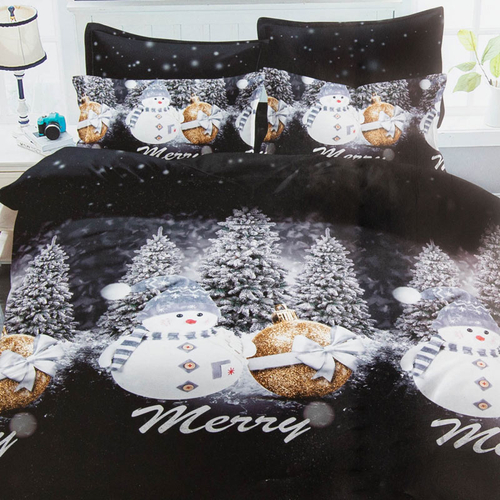 Постільна білизна з новорічним принтом 160х200, комплект з 3-х частин